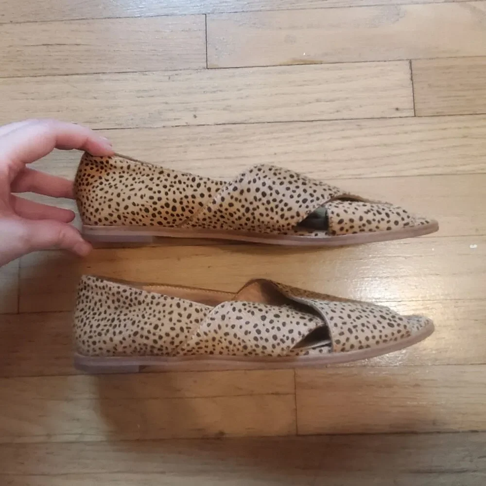 Madewell The Blaine CrissCross Spotted Calf Hair Leather Flats Women's 7 1/2
